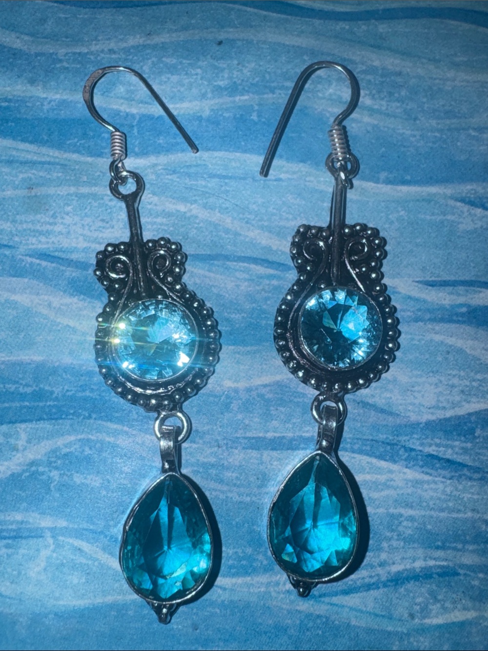 Blue Topaz Silver Earrings